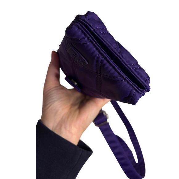 HKWP Purple Quilted Phone Wallet Crossbody Bag RFID Slots Detachable Strap - Picture 8 of 11
